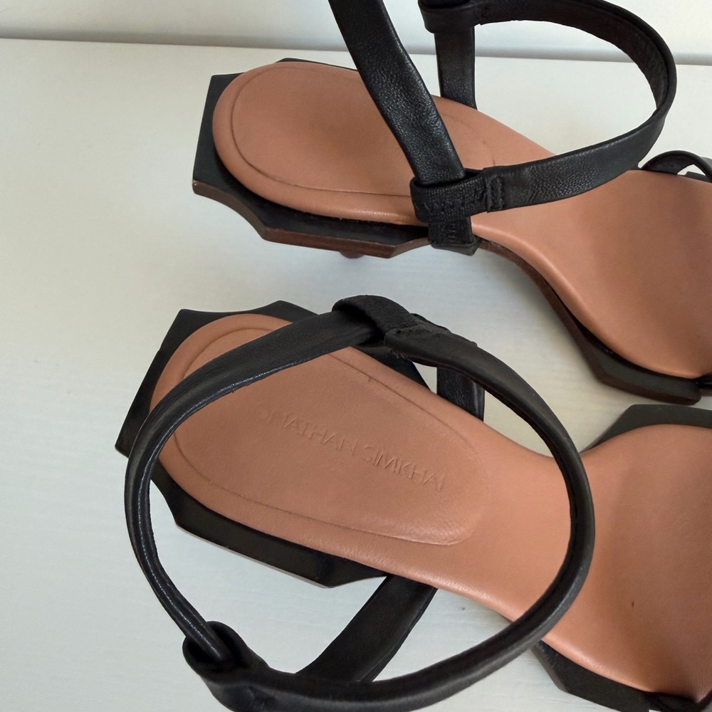 Jonathon Simkhai 37 Roma Icon Leather Sandals Black Leather - Picture 5 of 6